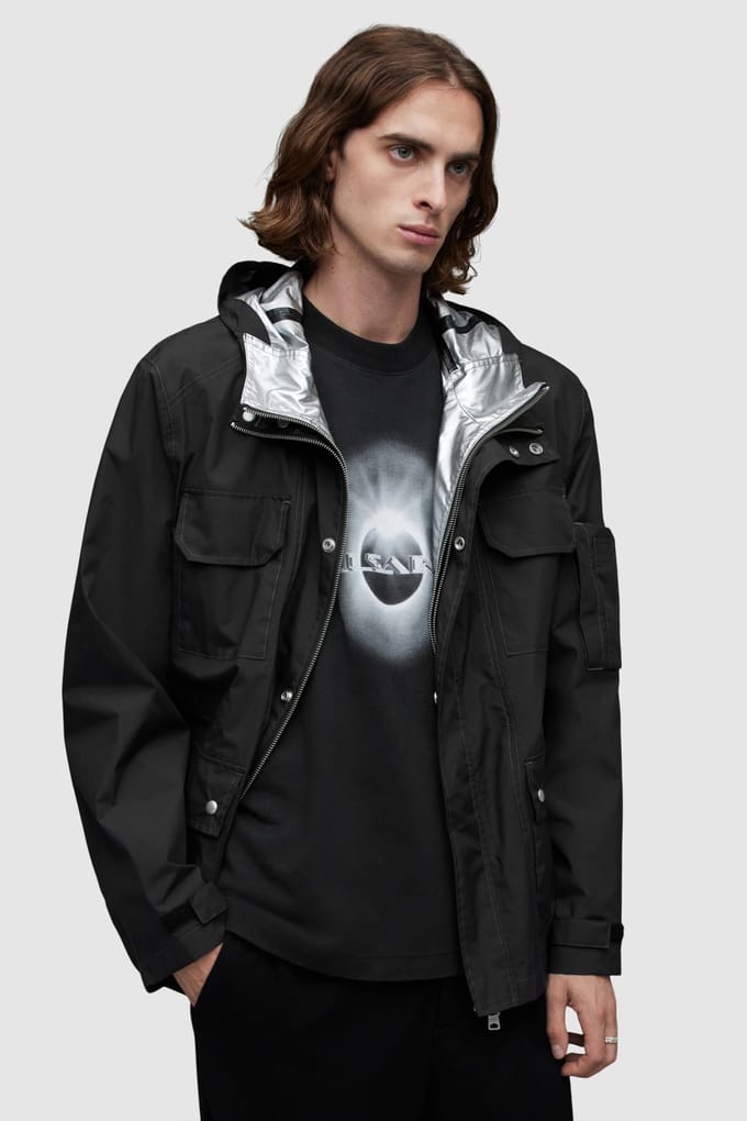 AllSaints Tycho Tech Jacket Black/silver Taglia: M | Giacche militari Outlet | Uomo | Nero