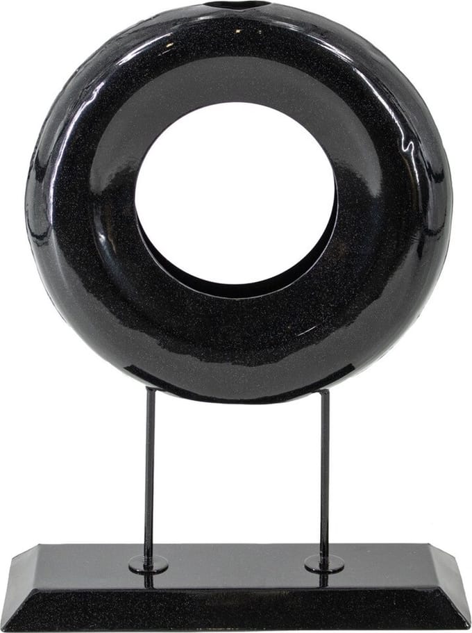 Metalen ornament donut black marble