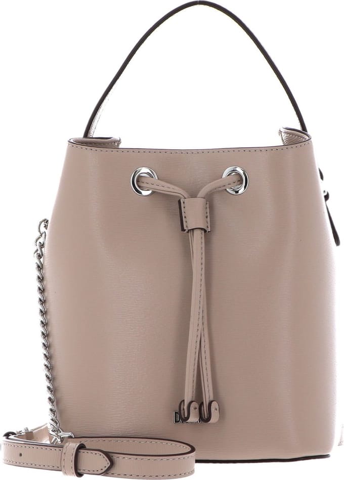 DKNY Leren Schoudertas Handtas Bryant Handbag Toffee / Silver Beige