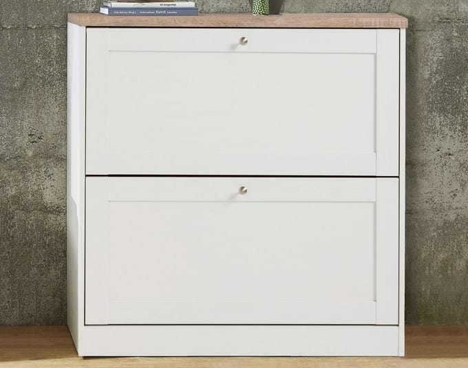 Notio Living Heide-Schoenenkast met 2 kleppen in eikenlook wit