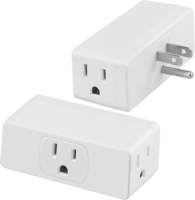 2-Pack 3-Weg Stopcontact Extender - Veilige 3-Pools Aarding voor Thuis, Kantoor & Reizen