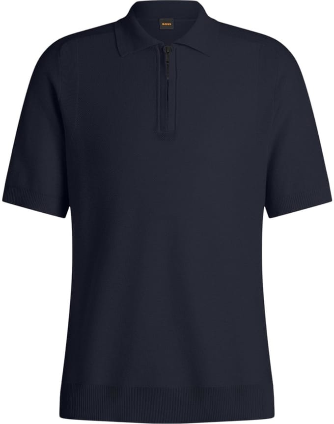 poloshirt Boss Orange donkerblauw met rits