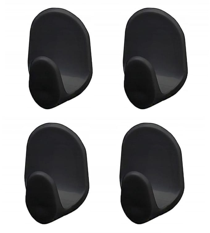 Bisk - Haken - Zelfklevend - Zwart - 4 Stuks