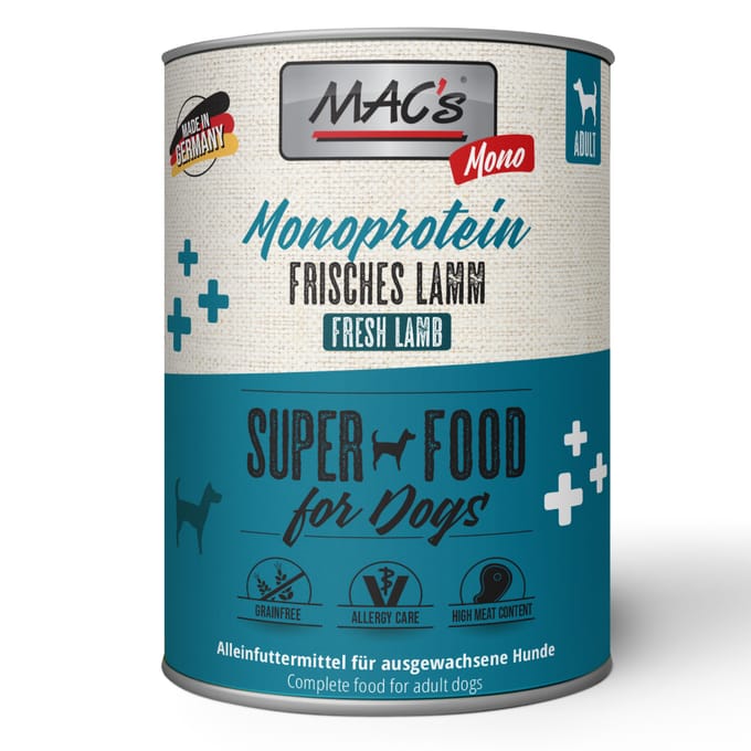 MAC’s Hondenvoer Natvoer Blik - Mono Sensitive Lam - 6 x 800g