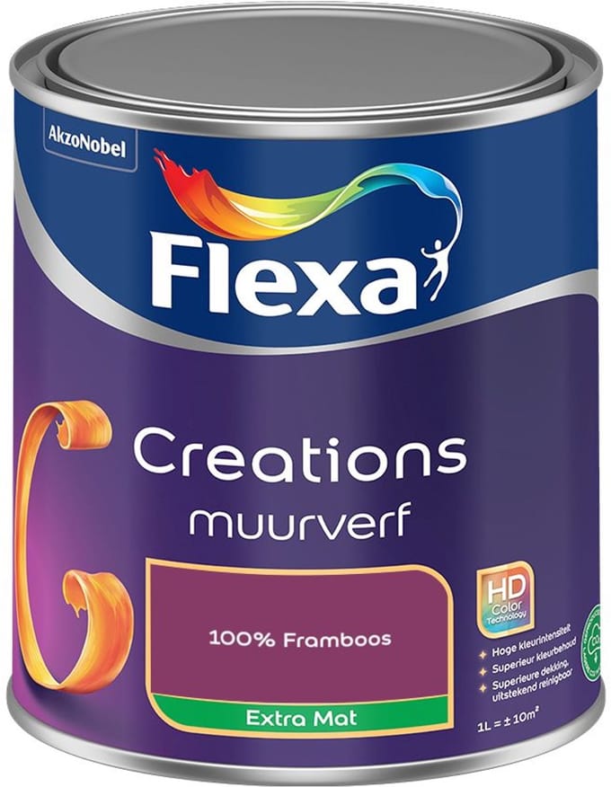 Flexa - Creations Muurverf Extra Mat - 100% Framboos - Mengverf - 1 L