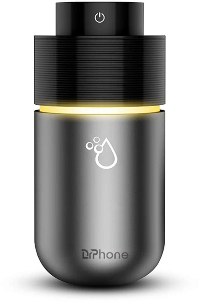 DrPhone EvoMist2 Luchtbevochtiger & Aroma Diffuser – 200ml – Nano Verneveling – Stille Werking <30dB – USB – LED Sfeerverlichting – Draagbaar – Zwart/Metaalgrijs