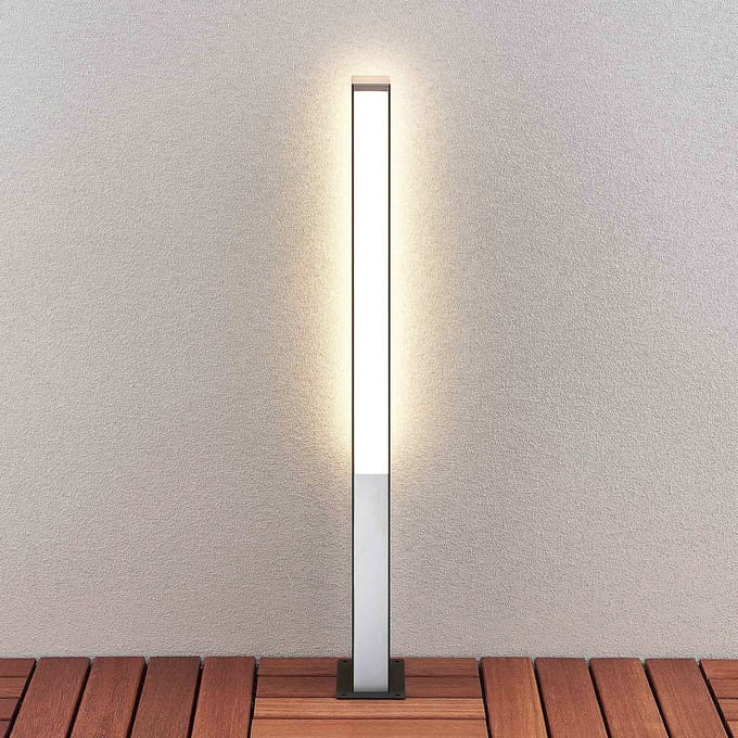 Lucande - LED buitenlamp - roestvrij staal, aluminium, polycarbonaat - H: 80 cm - donkergrijs, wit