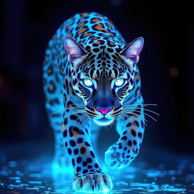 NEON LEOPARD: plexiglas 100x150cm