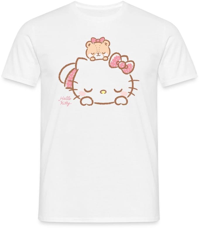 Hello Kitty Met Teddy Op Haar Rug T-Shirt Heren