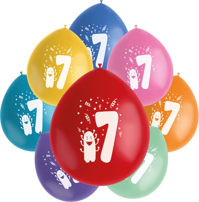 Folat - Ballonnen Color Pop Monsters 7 Jaar 23 cm - 8 stuks