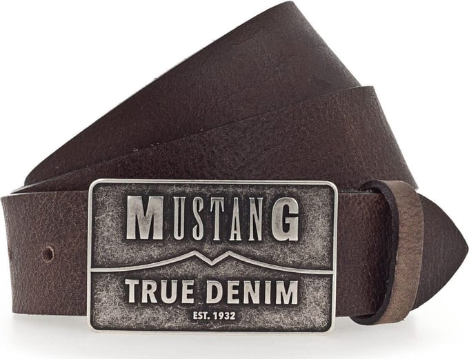 MUSTANG Leren Riem Classic Leather Belt W85 Dark Brown Bruine