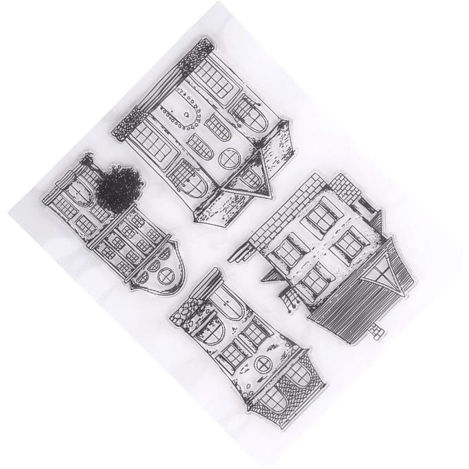 Plakboekfotokaarten Rubberstempel Helder transparant stempels Huis white