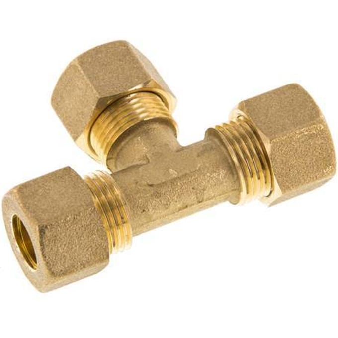 12mm Messing T-stuk Knelfitting 75 Bar DIN EN 1254-2