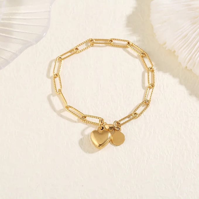 JewelGalerie - Armband - Schakel Hartje- Goud