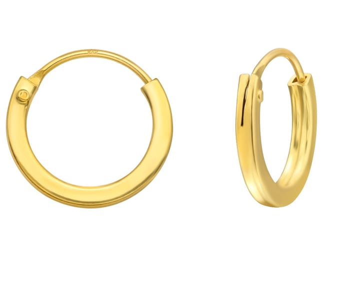 Joy|S - Zilveren oorringen - 12 mm / 1.7 mm - goldplated