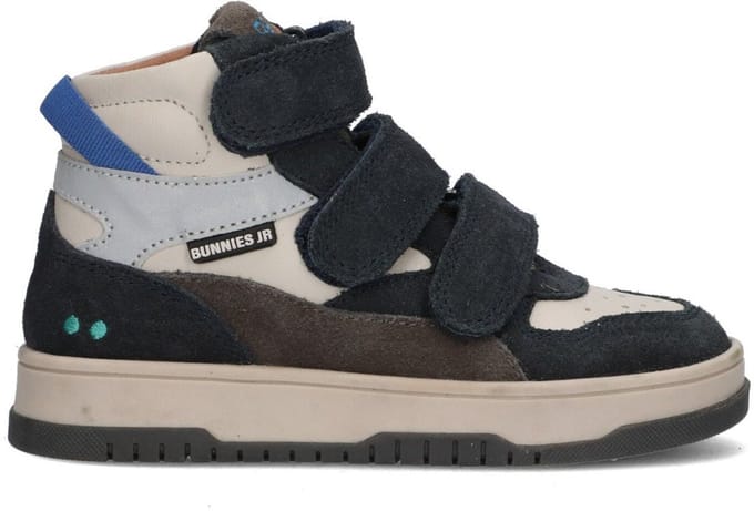 BunniesJR 225991-429 Jongens Hoge Sneakers - Blauw - Leer - Klittenband Met Rits