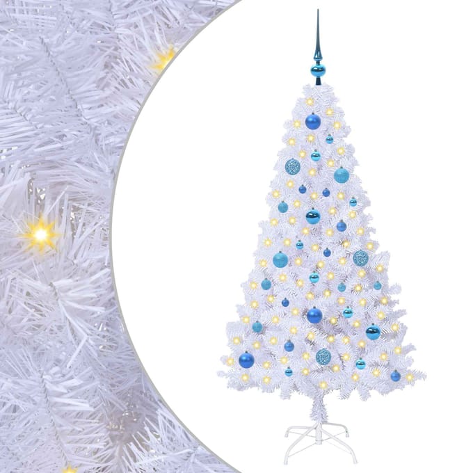 vidaXL - Kunstkerstboom - Wit - 150 - cm - PVC - en - Staal