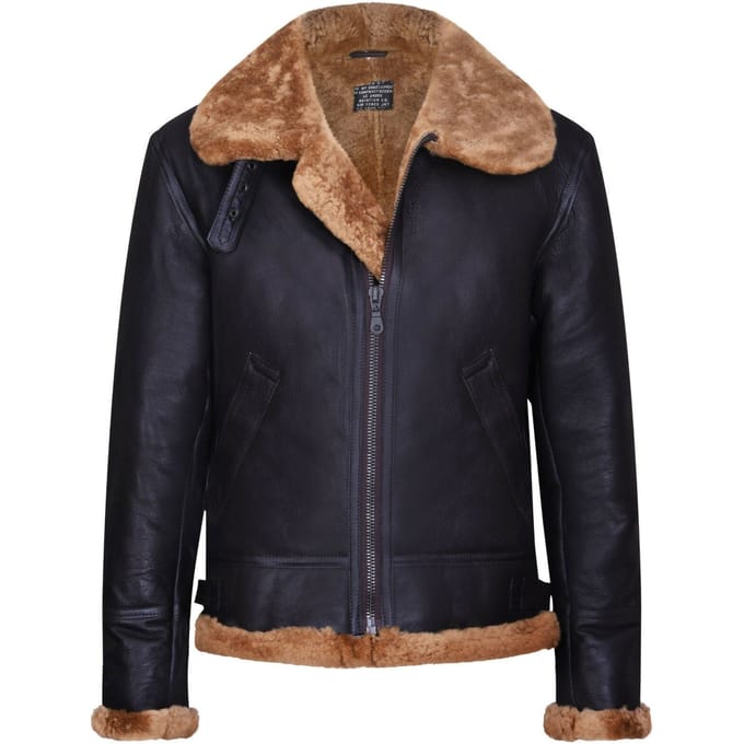 Heren B3 Aviator echt schapenvachtleer vliegend jack-Oxford