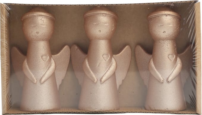 Rustik Lys - Kleine figuurkaars 'Engel' (Set van 3, Rose Gold)