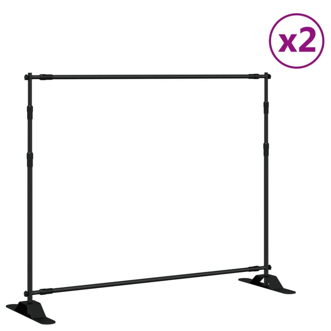 vidaXL - Achtergrondstandaards - 2 - st - 254x243 - cm - staal - zwart