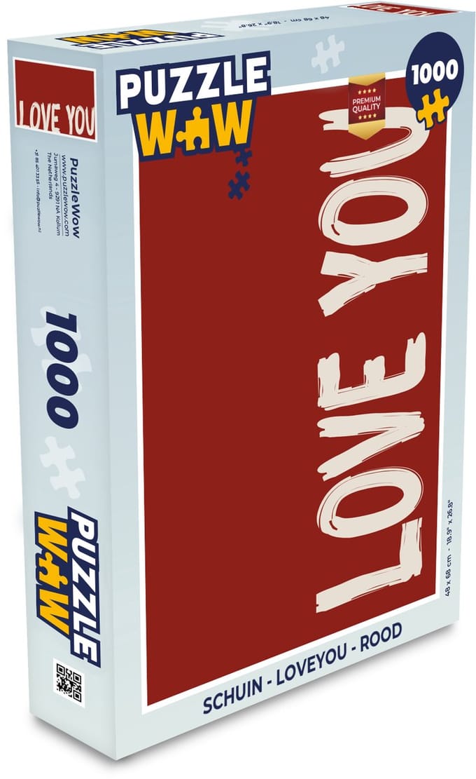 Puzzel Schuin - Loveyou - Rood - Legpuzzel - Puzzel 1000 stukjes volwassenen