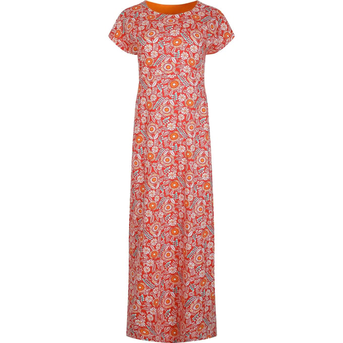 Weird Fish Dames/Dames Mirren Maxi Dress Met Overall Print (Tango rood)