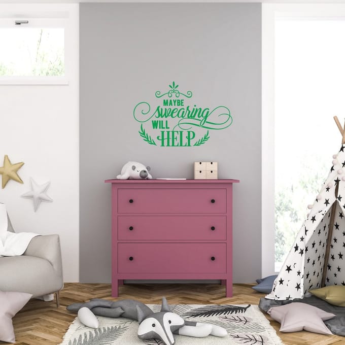 Muursticker - Maybe Swearing Will Help - 58 x 88 - Groen