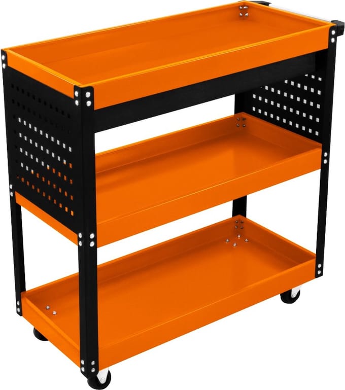 Gereedschapsopslagkar - oranje - 3-laags - afsluitbare lade