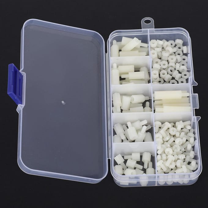 180 stuks doos M3 Nylon Schroef Moer Mannelijk Vrouwelijk Afstandshouder Combinatie Assortimentskit(Wit )