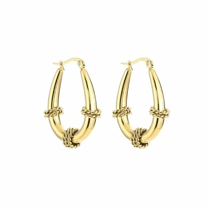 Bijoutheek Oorringen Oval Rope Gold
