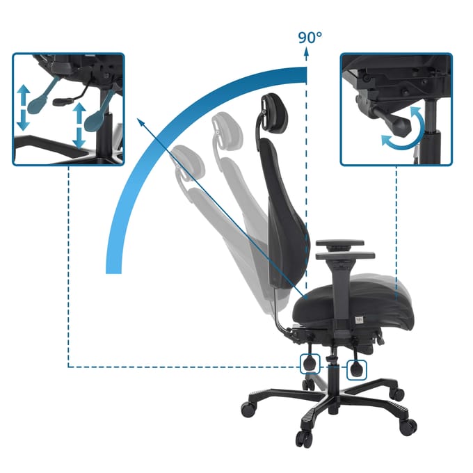 Bureaustoel / Directiestoel 24 HOURS BASIC stof zwart hjh OFFICE