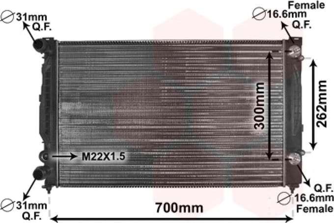 Van Wezel - RADIATOR VOOR AUDI A4 B5 1994-1998 8D0121251BC