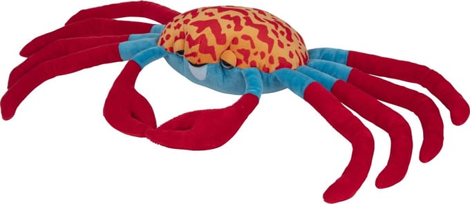 Nature Planet Knuffeldier Krab - pluche - premium knuffels - rood/blauw - 65 cm