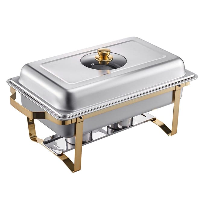 4 Qt 2 Pak Rechthoekige Bain-Marie Buffet Set Halfgrootte Pan Roestvrij Staal