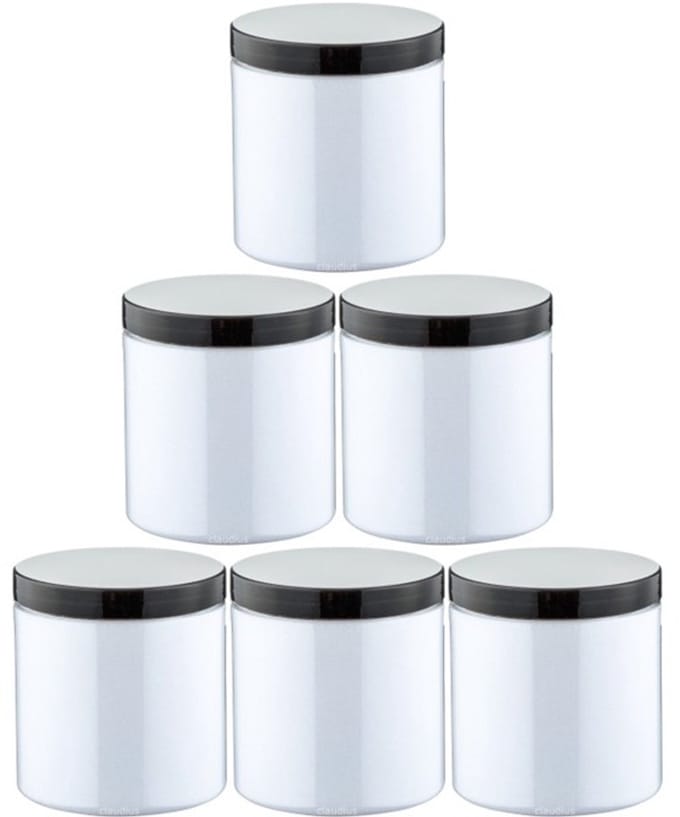 Scrubzout Kokos 300 gram - Pot met zwarte deksel - set van 6 stuks - Hydraterende Lichaamsscrub