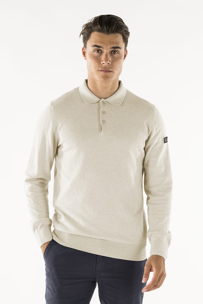 Presly & Sun Trui Brad Long Sleeve Knitted Polo Beige