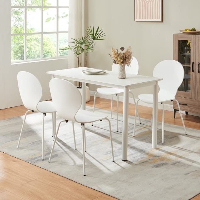 Eetkamerstoel Etne 85x48x50 cm set van 4 wit [en.casa]