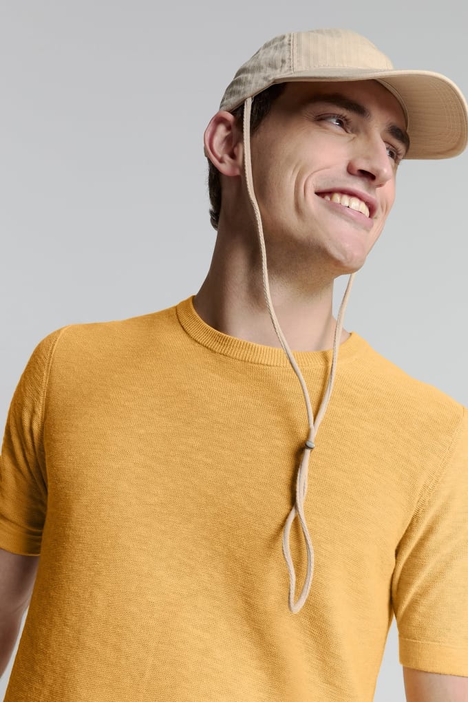 No Excess Pullover Short Sleeve Crewneck Solid Slub Knit Yellow Maat: XL | Sweaters Outlet | Heren | Geel