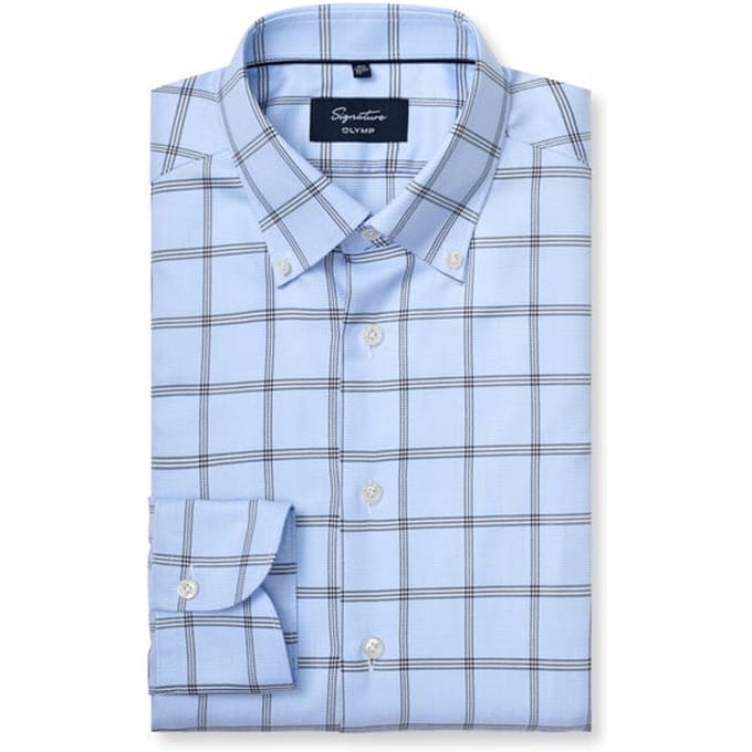 OLYMP Signature Overhemd, Tailored Fit, Signature Button-down, Bleu