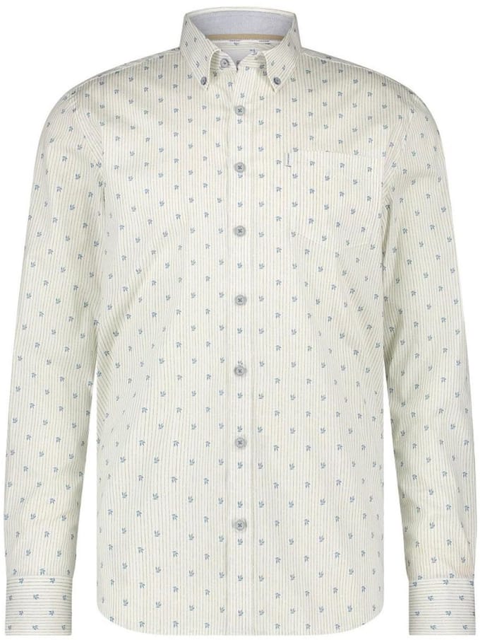 overhemd State of Art creme en blauw print