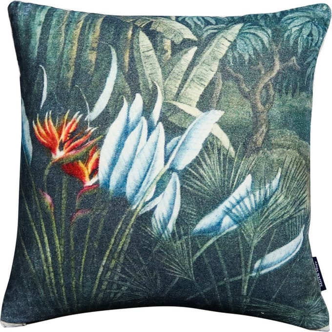 Sierkussen - Fluweel Flamboyant Strelitzia - Multicolor - 45 Cm X 45 Cm