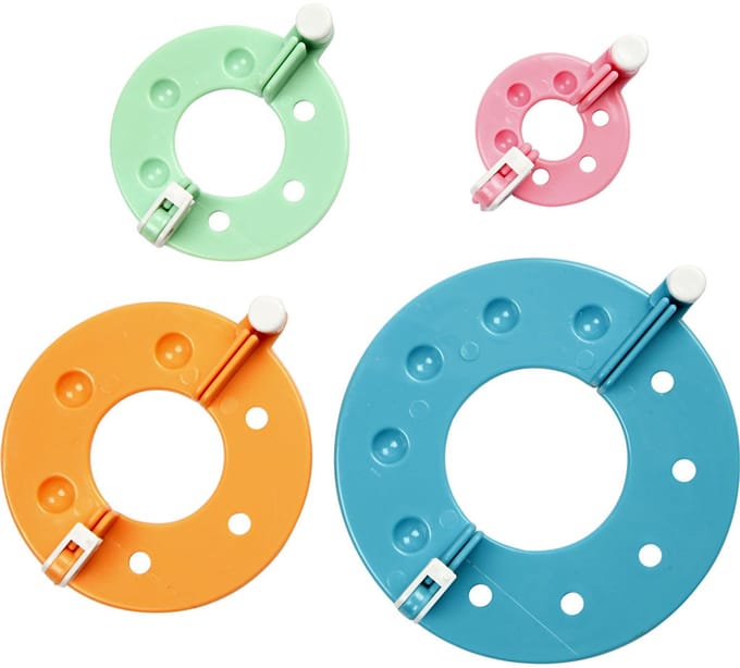 Pom Pom maker, d 3,5+5,5+7+9 cm, 4 stuk/ 1 set