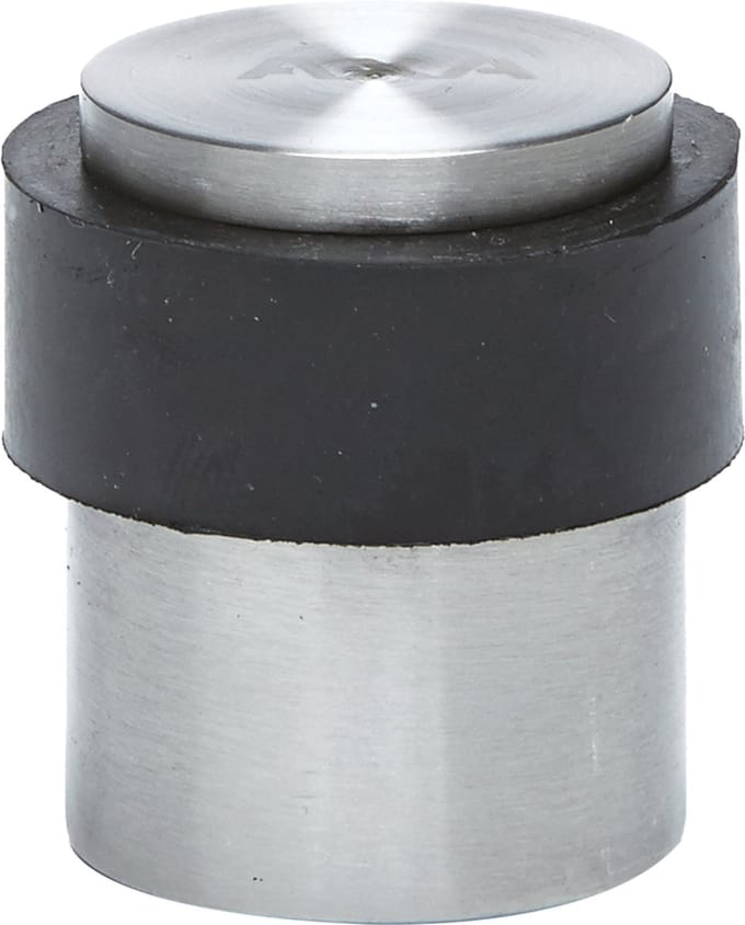 AXA Deurstopper (model FS35) Geborsteld RVS met rubber (Zwart): Vloermontage.