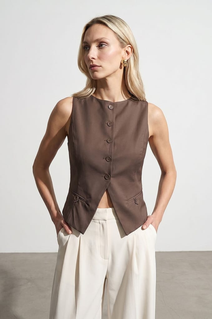 Aangesloten Cropped Gilet