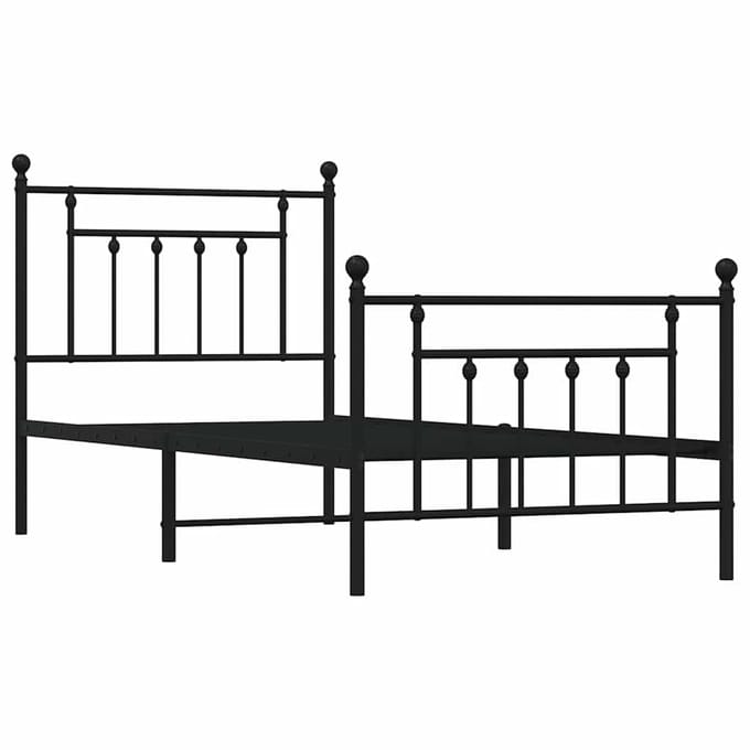 vidaXL - Bedframe - met - hoofd- - en - voeteneinde - metaal - zwart - 90x190 - cm