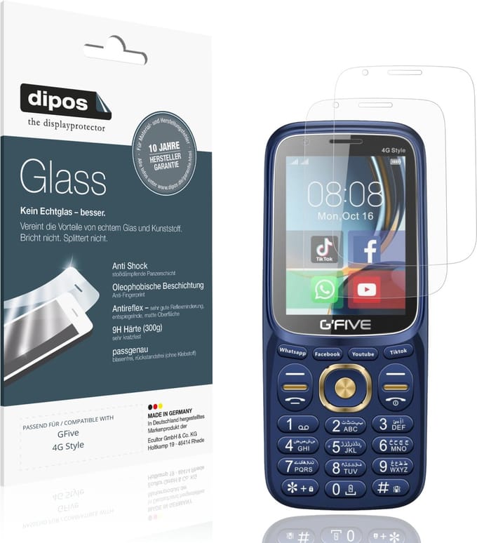 dipos – 2x Matte Pantserfolie geschikt voor GFive 4G Style | 9H Screenprotector