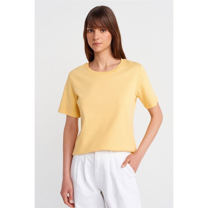 Dames Katoenen T-shirt met Ronde Hals