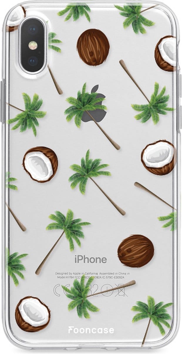 Fooncase Hoesje Geschikt voor iPhone XS Max - Shockproof Case - Back Cover / Soft Case - Coco Paradise / Kokosnoot / Palmboom