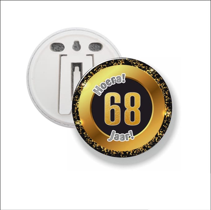 Button Met Clip 58 MM - Hoera 68 Jaar