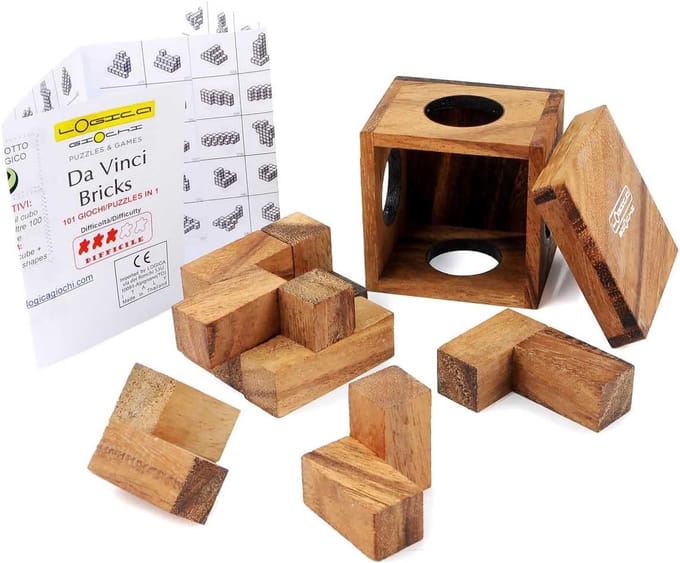 3D Houten Puzzel - Logica Spel - Mentale Training - 100 Vormen Mogelijk - 7x7x7 cm - Houtkleur